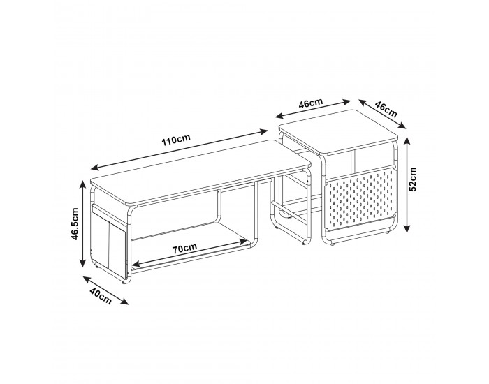 ТВ маса Dyrøy с масичка бяло/дъб []