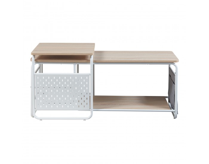 ТВ маса Dyrøy с масичка бяло/дъб []