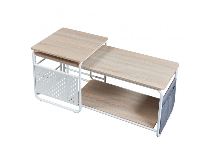 ТВ маса Dyrøy с масичка бяло/дъб []