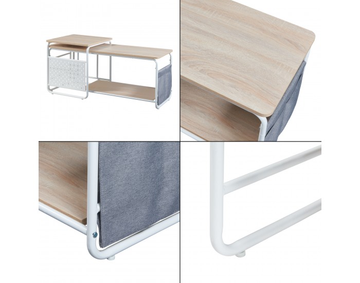 ТВ маса Dyrøy с масичка бяло/дъб []