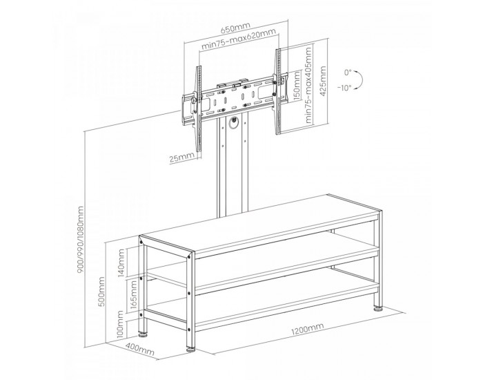 Стойка за телевизор Stockholm с маса за телевизор 120x40x108см []