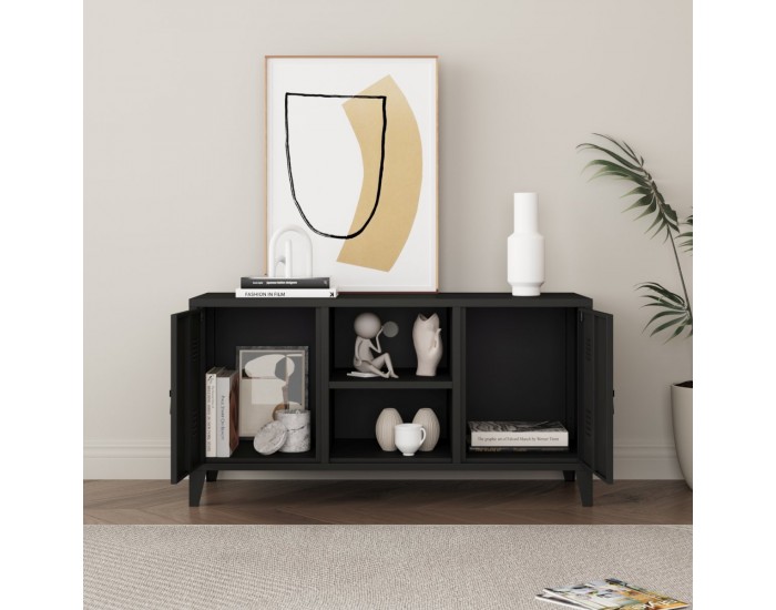 Котка ТВ шкаф с 2 врати черен []