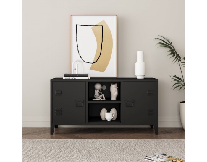 Котка ТВ шкаф с 2 врати черен []