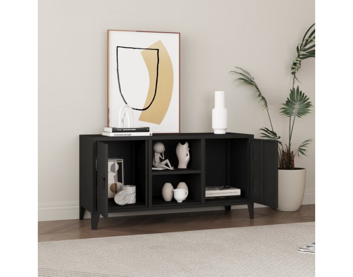 Котка ТВ шкаф с 2 врати черен []