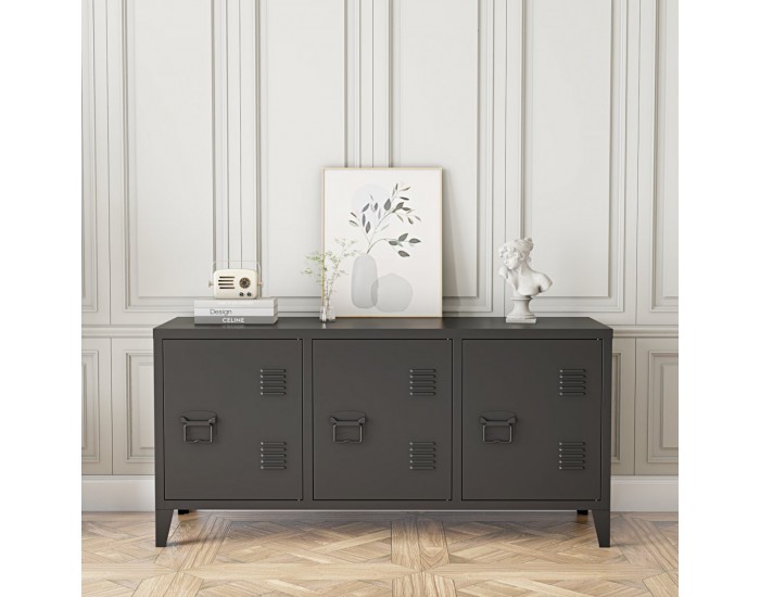 Котка ТВ шкаф с 3 врати черен []