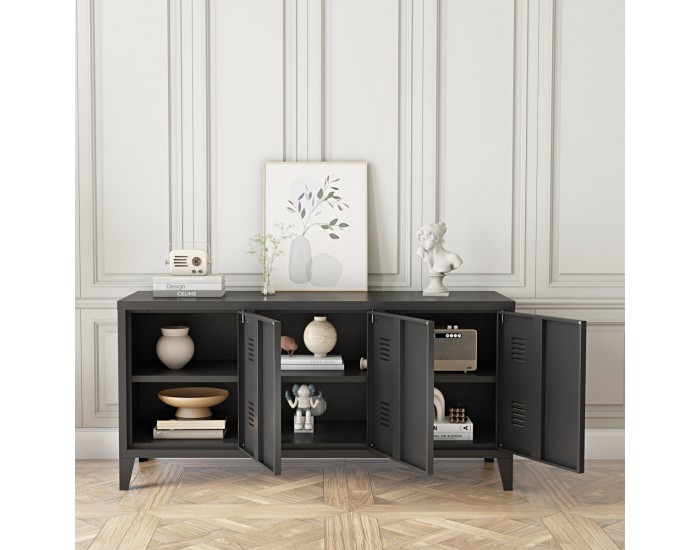 Котка ТВ шкаф с 3 врати черен []