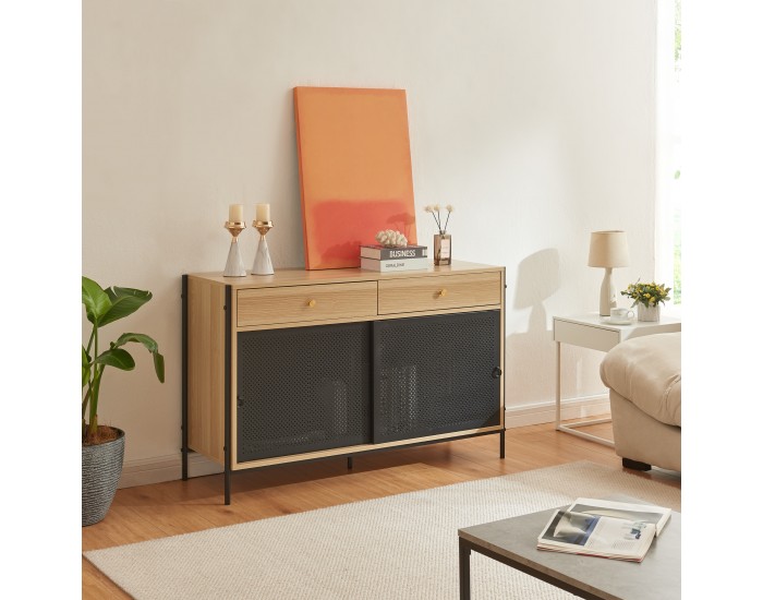 ТВ шкаф Tysnes 120x40x75 см дъб/черен []