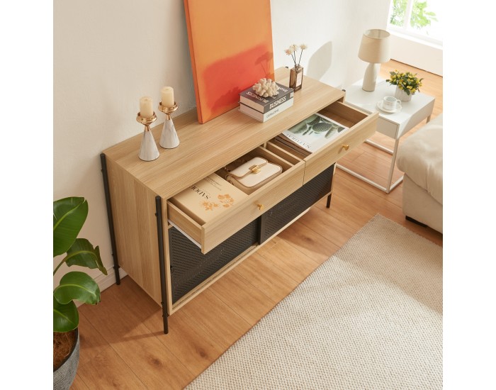 ТВ шкаф Tysnes 120x40x75 см дъб/черен []