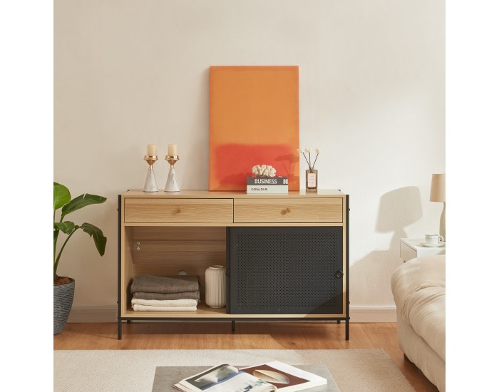 ТВ шкаф Tysnes 120x40x75 см дъб/черен []