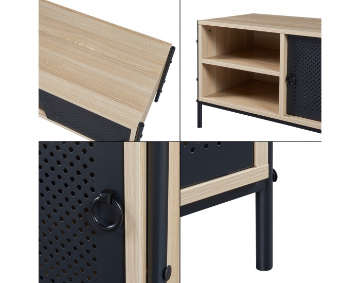 Шкаф за телевизор Tysnes 120x40x45 см дъб вид/черен []