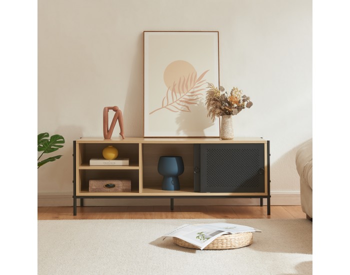 Шкаф за телевизор Tysnes 120x40x45 см дъб вид/черен []