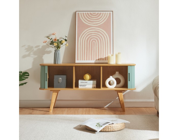 ТВ шкаф Tysvær 120x40x58 см бамбук/син []