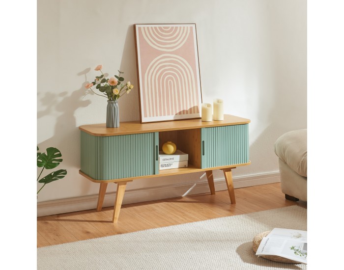 ТВ шкаф Tysvær 120x40x58 см бамбук/син []