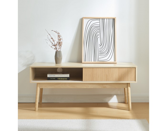 ТВ маса Landskrona 115x40x48 см с две плъзгащи се врати във вид на дъб []