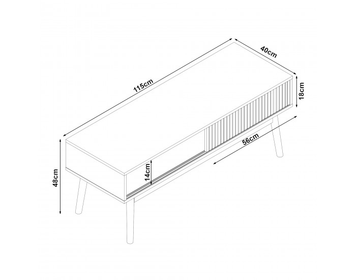 ТВ маса Landskrona 115x40x48 см с две плъзгащи се врати във вид на дъб []