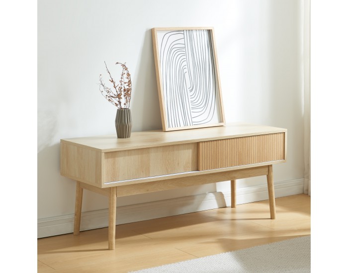 ТВ маса Landskrona 115x40x48 см с две плъзгащи се врати във вид на дъб []