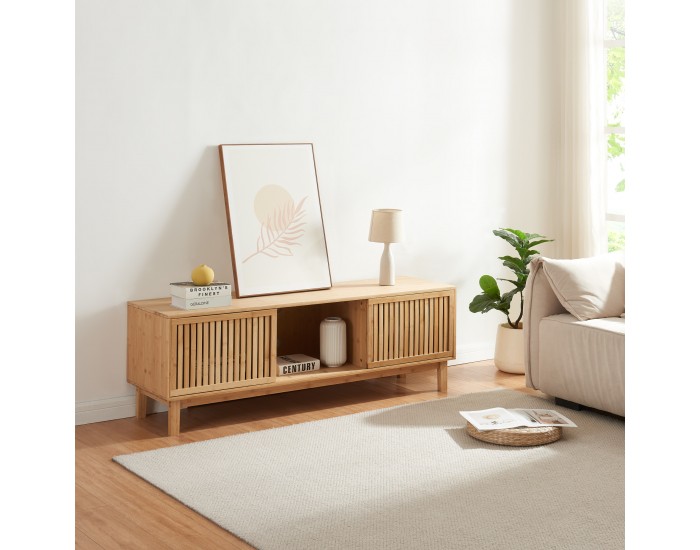 ТВ шкаф Ypäjä 150x42x50 см естествен бамбук []