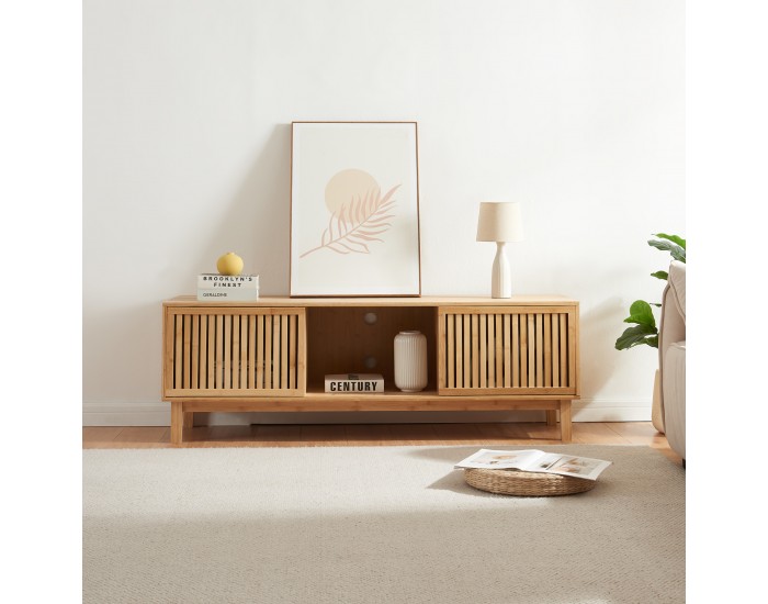 ТВ шкаф Ypäjä 150x42x50 см естествен бамбук []