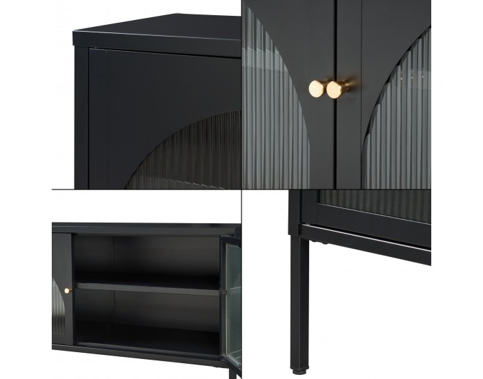 ТВ шкаф Karlskrona 115x35x64 см черен, мат []