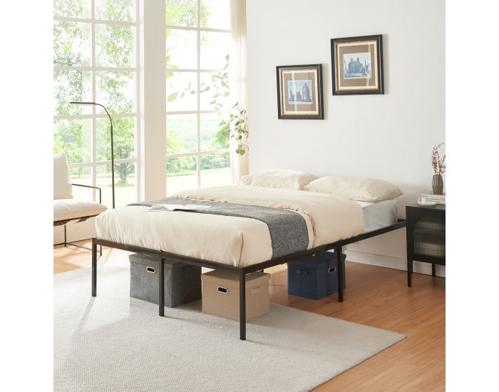 Метално легло Vårdö 140x200 см черно []