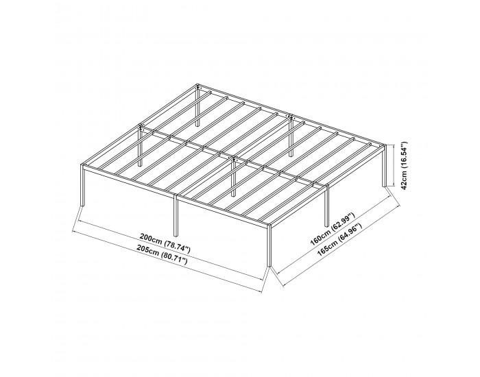 Метално легло Vårdö 160x200 см черно []