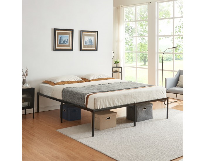 Метално легло Vårdö 160x200 см черно []