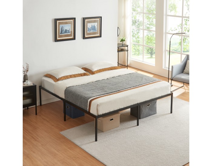 Метално легло Vårdö 160x200 см черно []