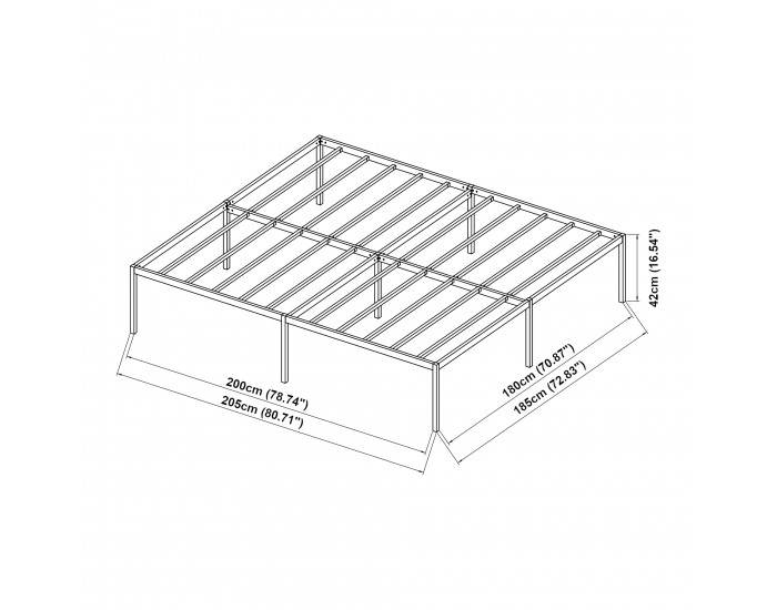 Метално легло Vårdö 180x200 см черно []