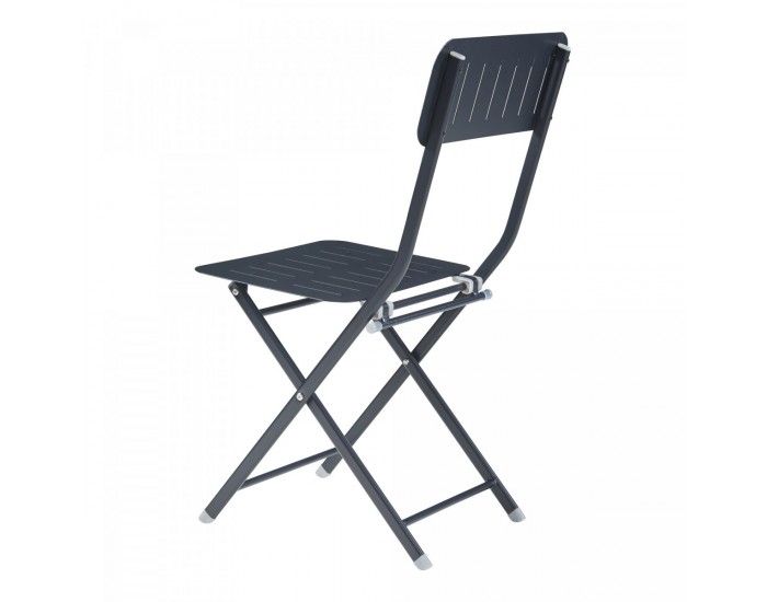 Сгъваем стол Sande, комплект 2 бр., стомана, черен []