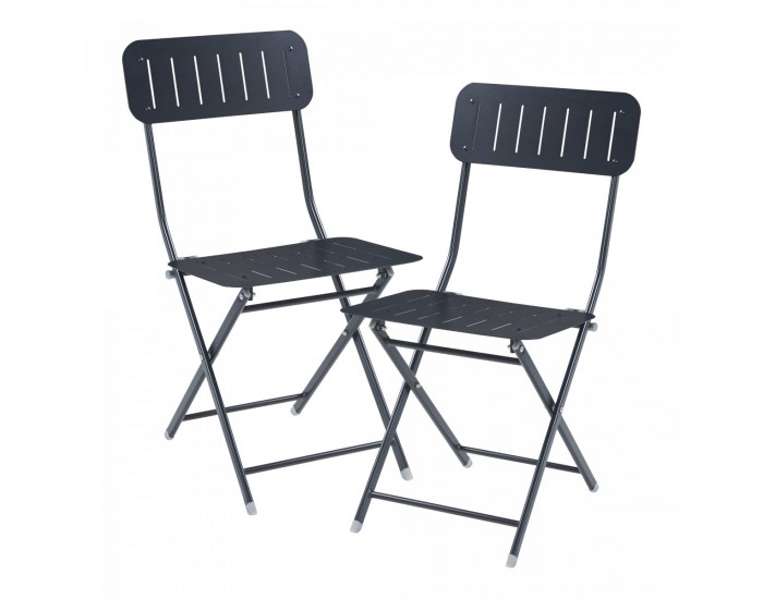 Сгъваем стол Sande, комплект 2 бр., стомана, черен []