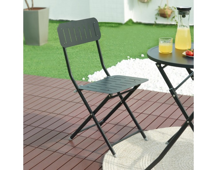 Сгъваем стол Sande, комплект 2 бр., стомана, черен []