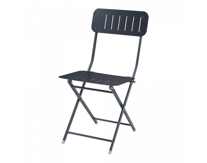 Сгъваем стол Sande, комплект 2 бр., стомана, черен []