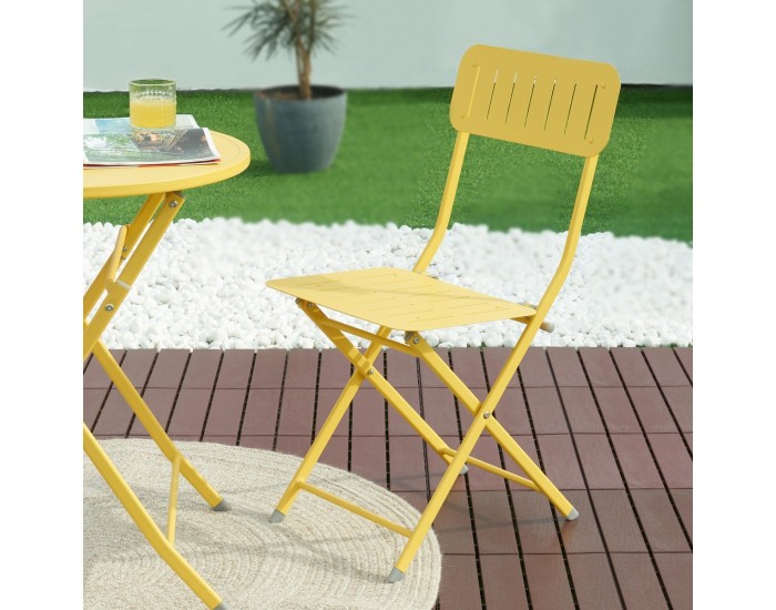 Комплект сгъваеми столове Sande от 2 бр., стомана, жълт []