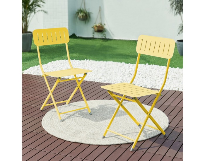 Комплект сгъваеми столове Sande от 2 бр., стомана, жълт []