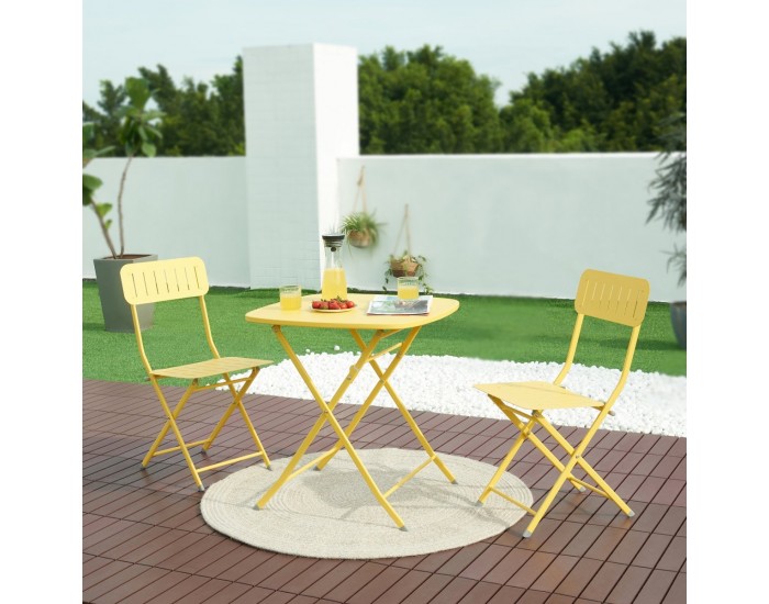 Комплект сгъваеми столове Sande от 2 бр., стомана, жълт []