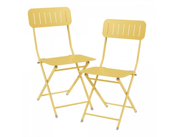 Комплект сгъваеми столове Sande от 2 бр., стомана, жълт []