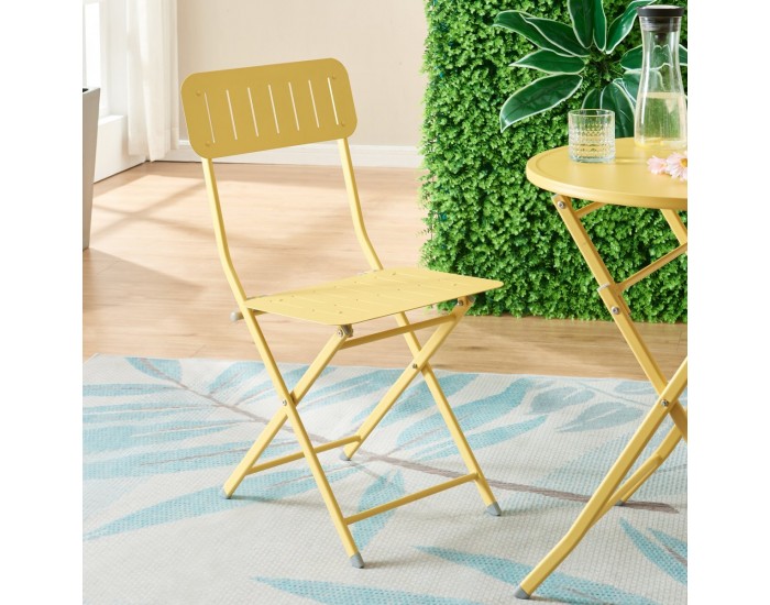 Комплект сгъваеми столове Sande от 2 бр., стомана, жълт []