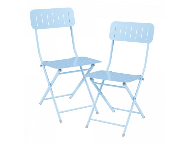 Сгъваем стол Sande, комплект 2 бр., стомана, небесносин []