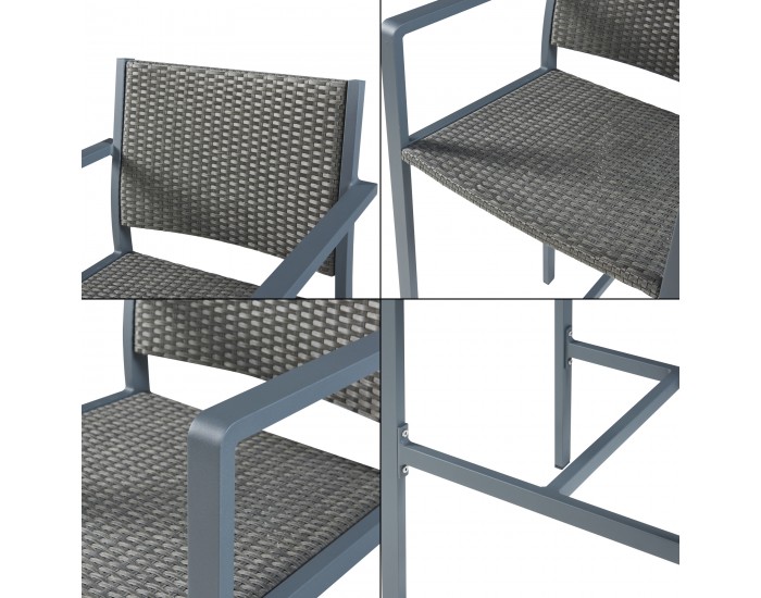 Комплект бар столове за открито от 2 Avise алуминий тъмносив []