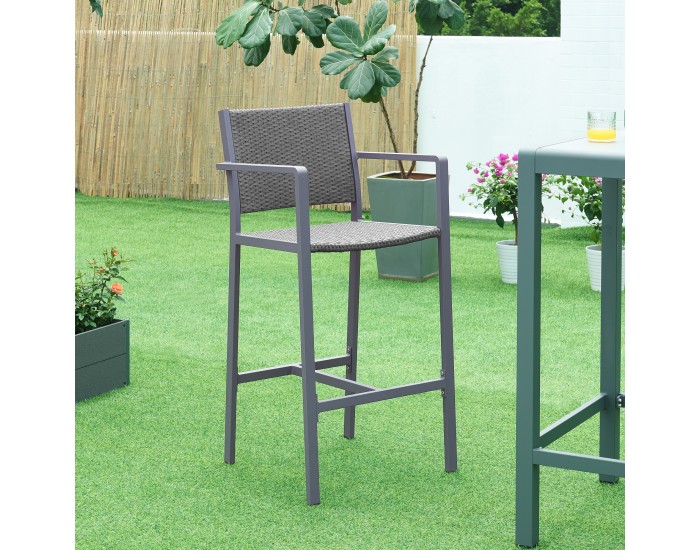 Комплект бар столове за открито от 2 Avise алуминий тъмносив []