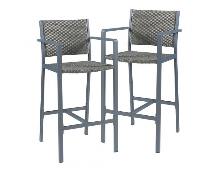 Комплект бар столове за открито от 2 Avise алуминий тъмносив []