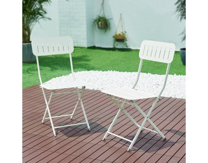 Комплект сгъваеми столове Sande от 2 бр., стомана, бял []