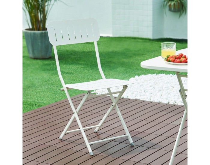 Комплект сгъваеми столове Sande от 2 бр., стомана, бял []