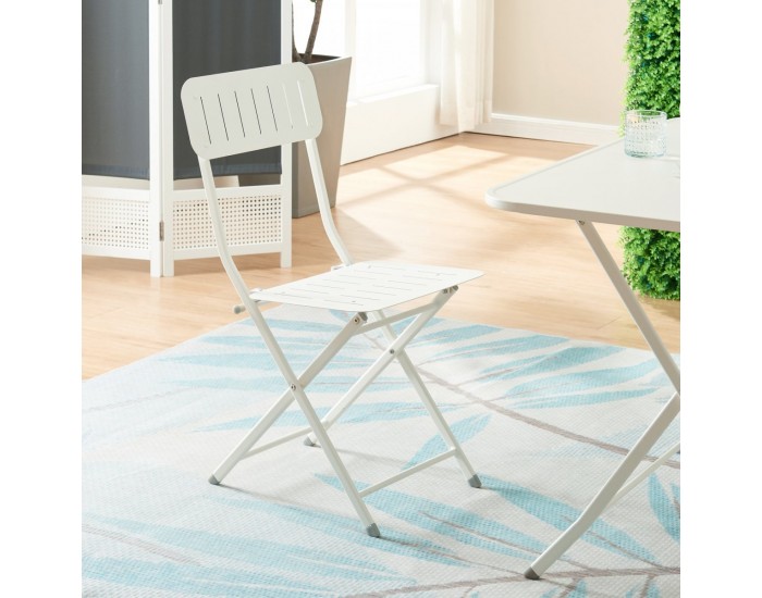 Комплект сгъваеми столове Sande от 2 бр., стомана, бял []