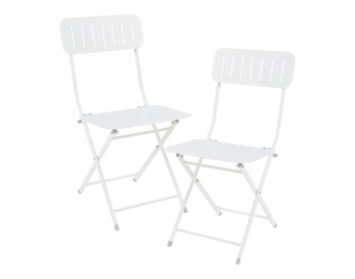 Комплект сгъваеми столове Sande от 2 бр., стомана, бял []