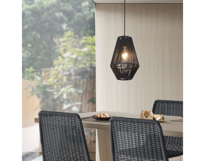 Висяща лампа за въже Newtownabbey черна []