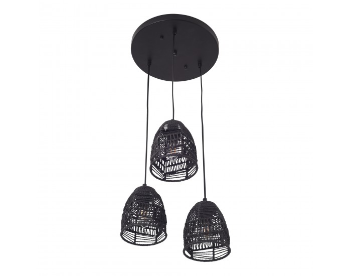 Andover висящ лек метал + ратан черен []