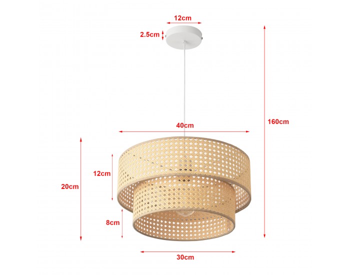 Висяща лампа Ascot Ø40 см визия на ратан []