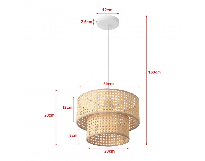 Висяща лампа Ascot Ø30 см визия на ратан []