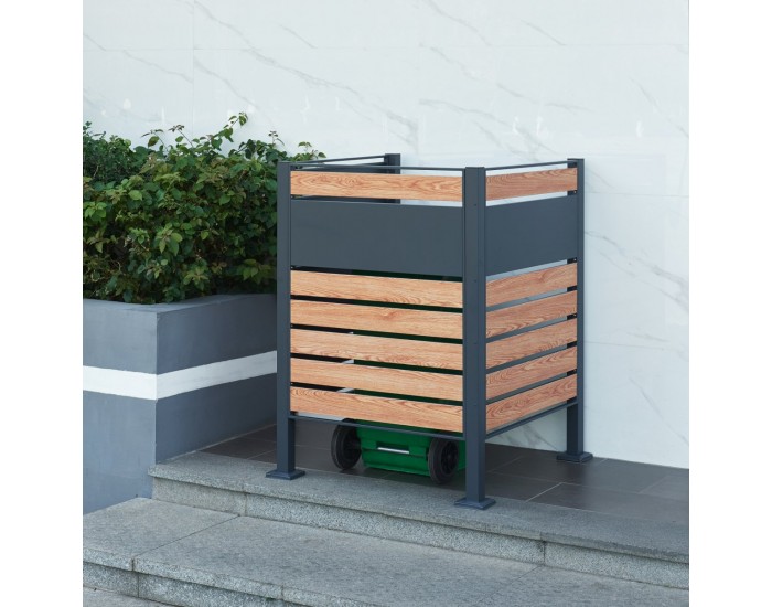 Ограда за кофа за боклук Uusikaupunki 120x91x91 cm антрацит/изглед дърво []